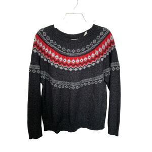Weatherproof Vintage Faire Isle sweater gray and red size xl
